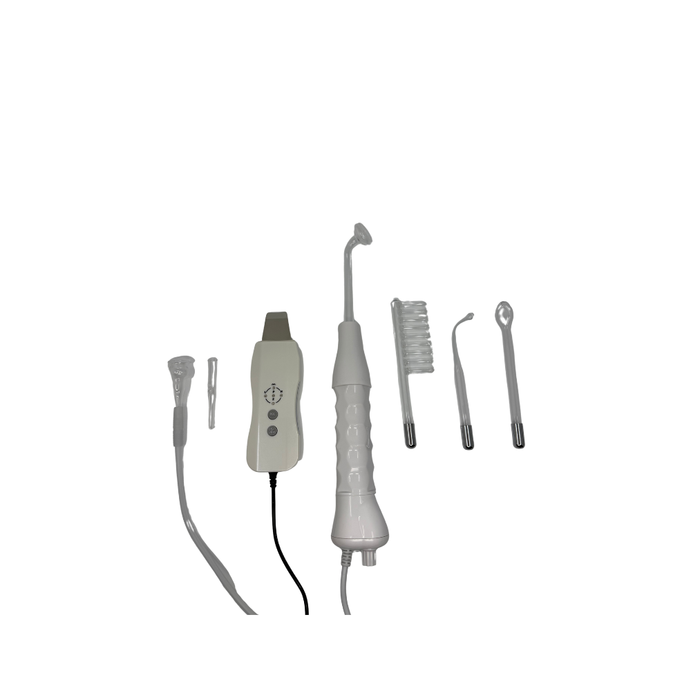 Ultrasonic skin scrubber, high frequency wand, and lymphatic drainage handpiece for professional facial machine